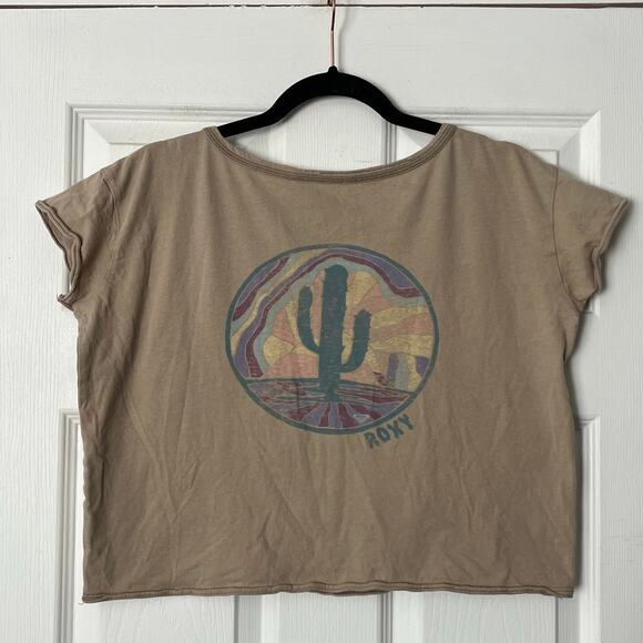 Roxy Cactus Graphic Rolled-Hem Tee - Size S - Picture 3 of 4